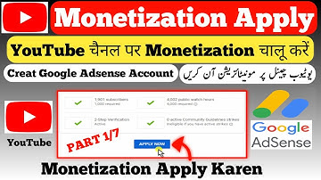 YouTube Channel Monetization | Monetization Apply | Create Google AdSense Account For YouTube