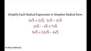 Simplify each radical expression in simplest radical form
