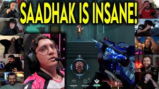 Valorant Streamers React To KRU Saadhak CRAZY 4k Against NRG In VCT