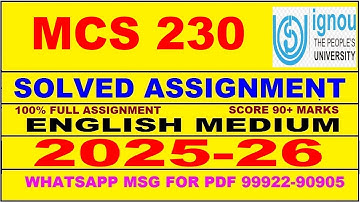 MCS 230 solved assignment 2025-26 in English || mcs 230 solved assignment 2026 || mcs230 2025-26
