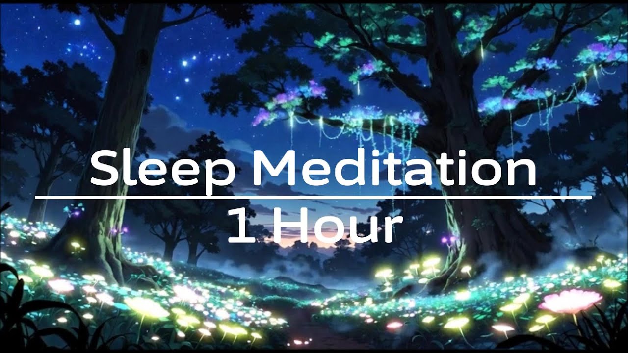 Meditation Music in a Bioluminescent Forest for Deep Sleep | 1 Hour