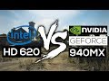 Intel HD 620 VS NVIDIA Geforce 940MX - Gaming Performance Test!