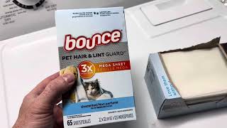 Review of the Bounce Pet Hair and Lint Guard Mega Dryer Sheets