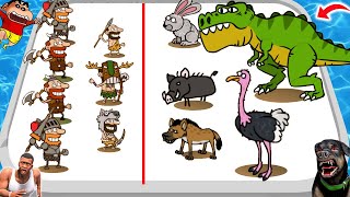 SHINCHAN MERGE ANIMALS AND FIGHT WITH FRANKLIN & CHOP ANIMAL ARMY | NOOB VS PRO VS HACKER screenshot 4