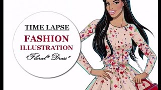 Floral Dress | Fashion Illustration | Speed Drawing