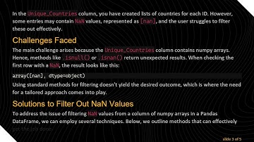 Filtering pandas dataframe column of numpy arrays by NaN values