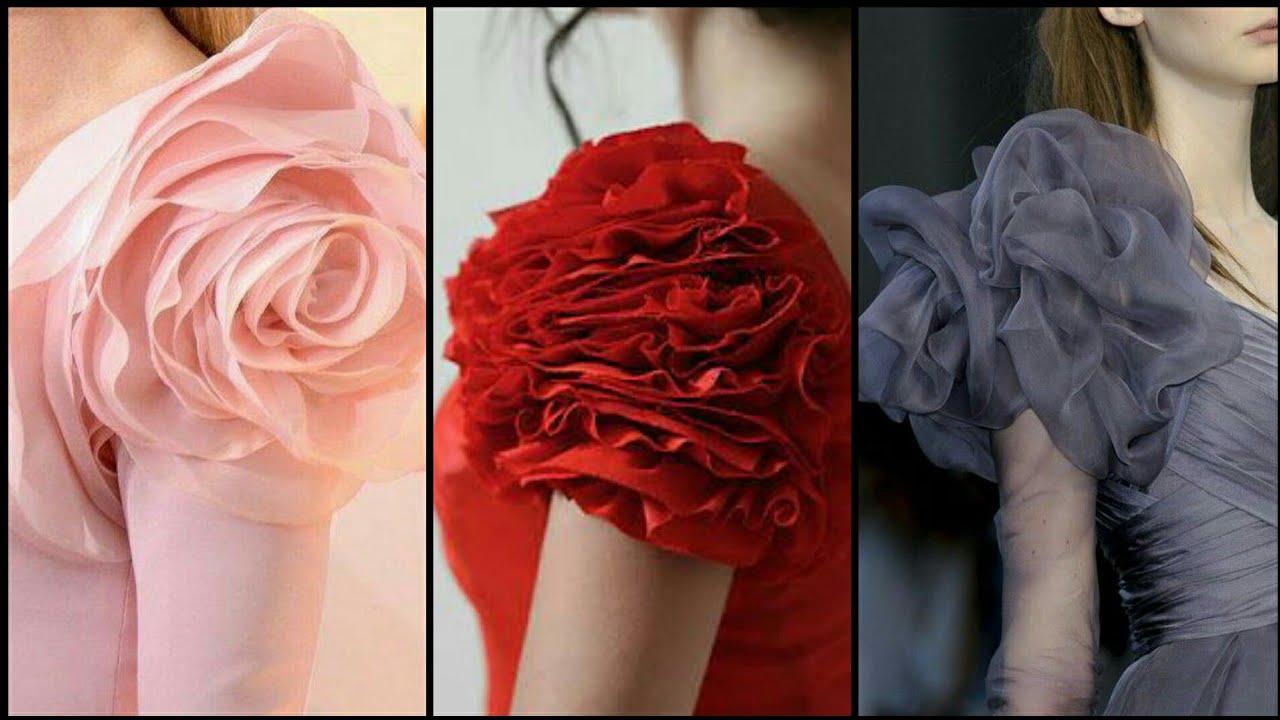 Fabulous And Elegant Ruffle & Flowers Style Sleeves Design