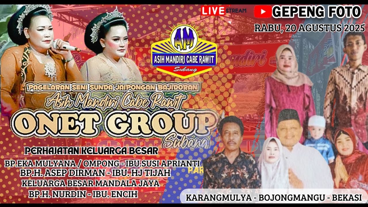 🛑LIVE JAIPONG ONET GROUP || PERHAJATAN H ASEP INDOSIAR II KELUARGA BESAR MANDALA JAYA || MALAM