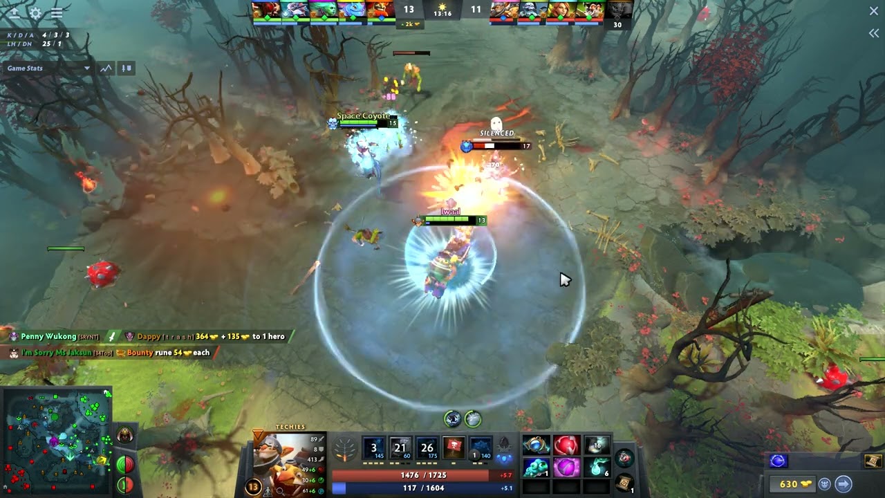 Techies 200 IQ Mines - be careful where you blink Puck!