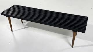 George Nelson Style Mid Century Black Slatted Bench