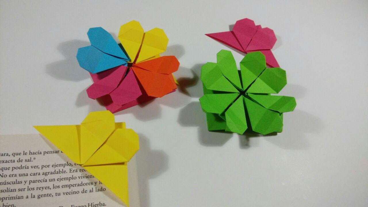 Como hacer un corazon marcapaginas Origami facil YouTube