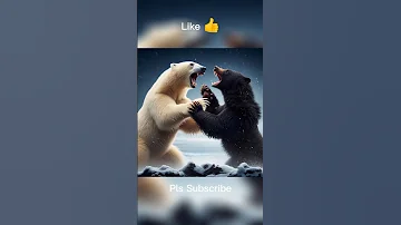 polar bear vs black bear fight #shortvideo #shortfeed #animals #shorts