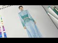 Coloring Tony Ward Design Fashion Illustration Tutorial تلوين تصميم توني ورد خطوة بخطوة 
