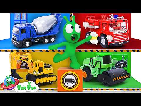 Pea Pea Finds Mystery Cars in 4 Color Garage! - Cartoon for kids