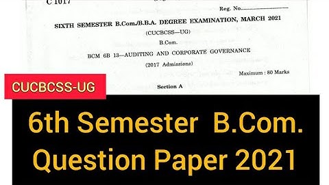 AUDITING AND CORPORATE GOVERNANCE     |       6th Sem  B.Com.  Question Paper 2021 #calicut #share