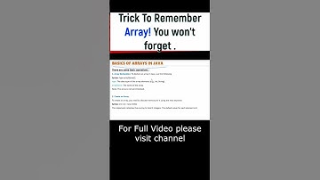 Array Trick to Remember | Array Indexing | Array Values | Array Index