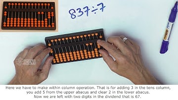 #92 Abacus division of small digits – Example: 837÷7