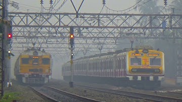 Perfect Train Crossing In Foggy Morning Medha Emu Meeting Conventional Emu At Busiest Rail Corridor