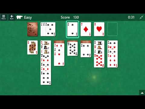 Microsoft Klondike Solitaire at Easy Level CHEATING MODE in 1.24 mins