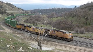 Tehachapi Day 2 in 4k on 3/31/23 from Monolith to Bealville-Slow trains-Manifests, autos, intermodal