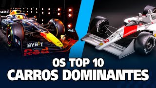 Os top carros mais dominantes da Fórmula 1. RB19, Mp4/4, F2004, W07. Siglas poderosas e velozes!