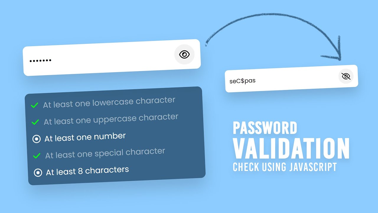 Password video. Password validation. Hide password. Confirm password. Confirm js.
