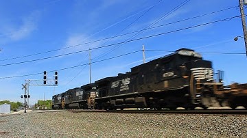 NS C40-9 trails as a Dash 9 trio highball it west @ Millbury w/ NS Intermodal Train 21Z