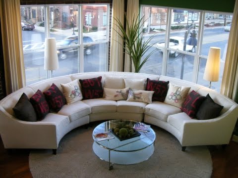 Leather Curved Sectional Sofa - YouTube