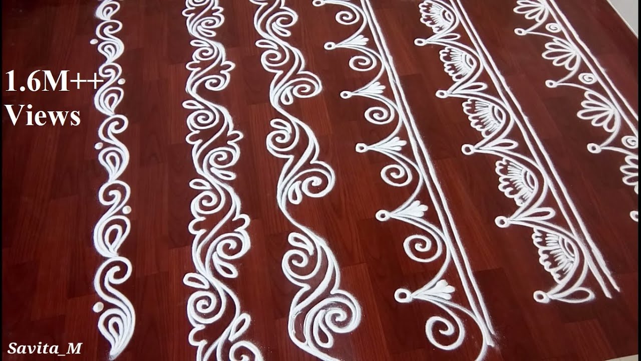 Top 6 Innovative Freehand Border Rangoli Designs || Free Hand ...