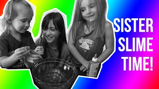STICKY GLITTER SLIME Disaster with Elmer's Slime Kit - Sister Slime Time - Episode 1
