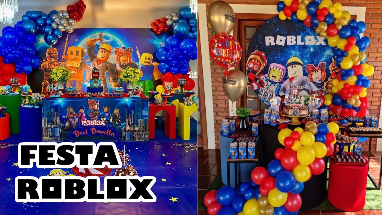 Festa Roblox/Decoração de festa Roblox/Festa Roblox feminino/roblox  birthday/cumpleaños de roblox 
