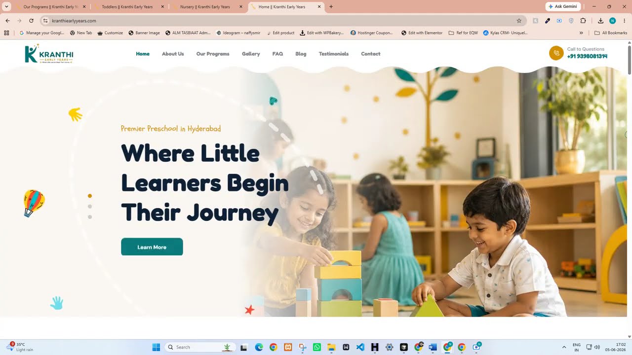 Kranthi Early Years — website walkthrough by EasyQuickWeb
