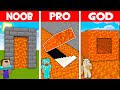 Minecraft NOOB vs PRO vs GOD: SECRET LAVA BASE BATTLE! NOOB FOUND LAVA HOUSE! (Animation)