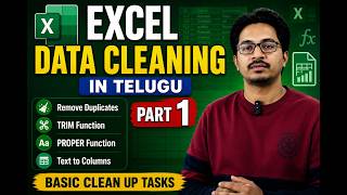 Excel Data Cleaning in Telugu | Part 1 | Basic Clean Up Tasks | Duplicates, Spaces, Blanks, Trim