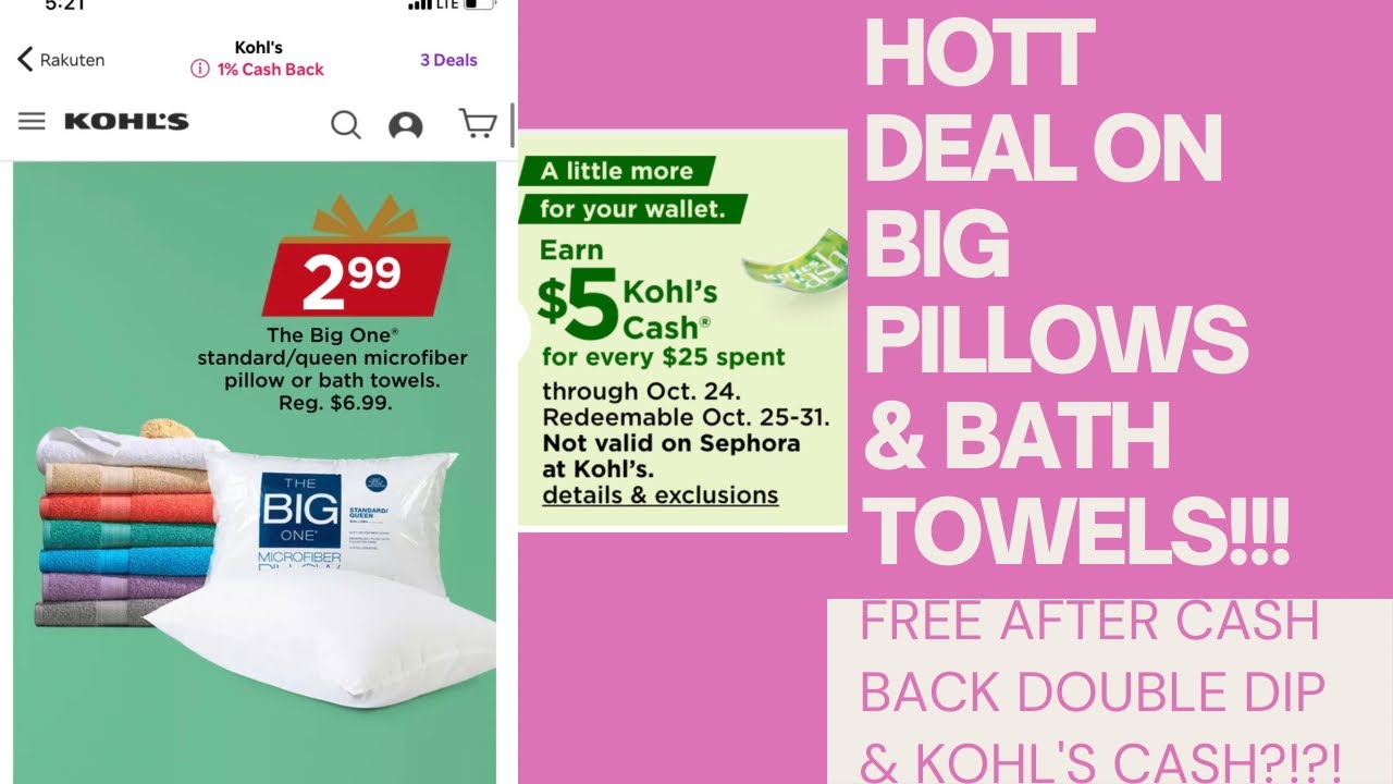 🔥FREE + MM Bath Towels & Pillows After Cash Back Double Dip?! (Kohl's Clearance) Christmas Gifts