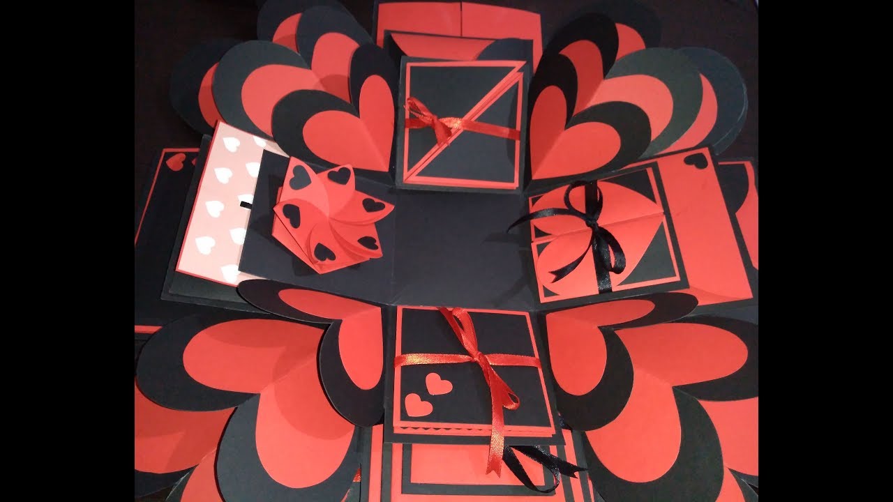 Valentine's day special explosion box//3 Layers explosion box//red and