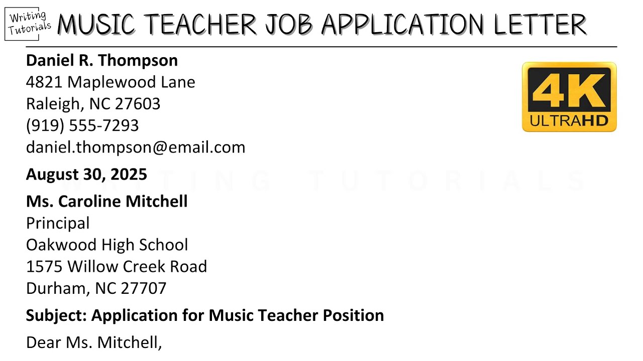 How To Write Music Teacher Job Application Letter with Sample and Explanation | Writing Tutorials