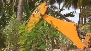 jcb 3dx kirloskar engine removing unwanted trees in field part 1