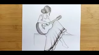 How to draw a girl with Guitar for Beginners step by step || Pencil sketch Tutorial