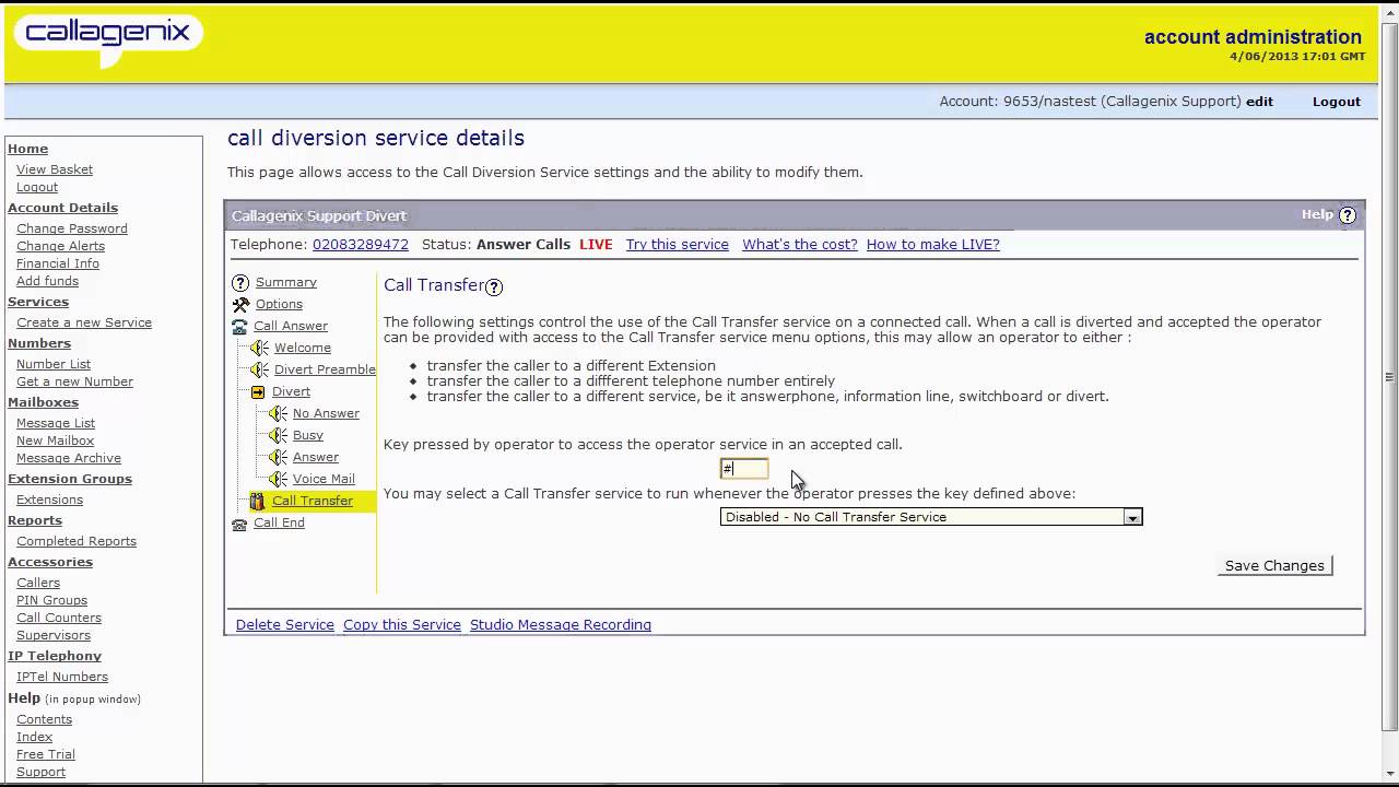 Callagenix Call Transfer Service