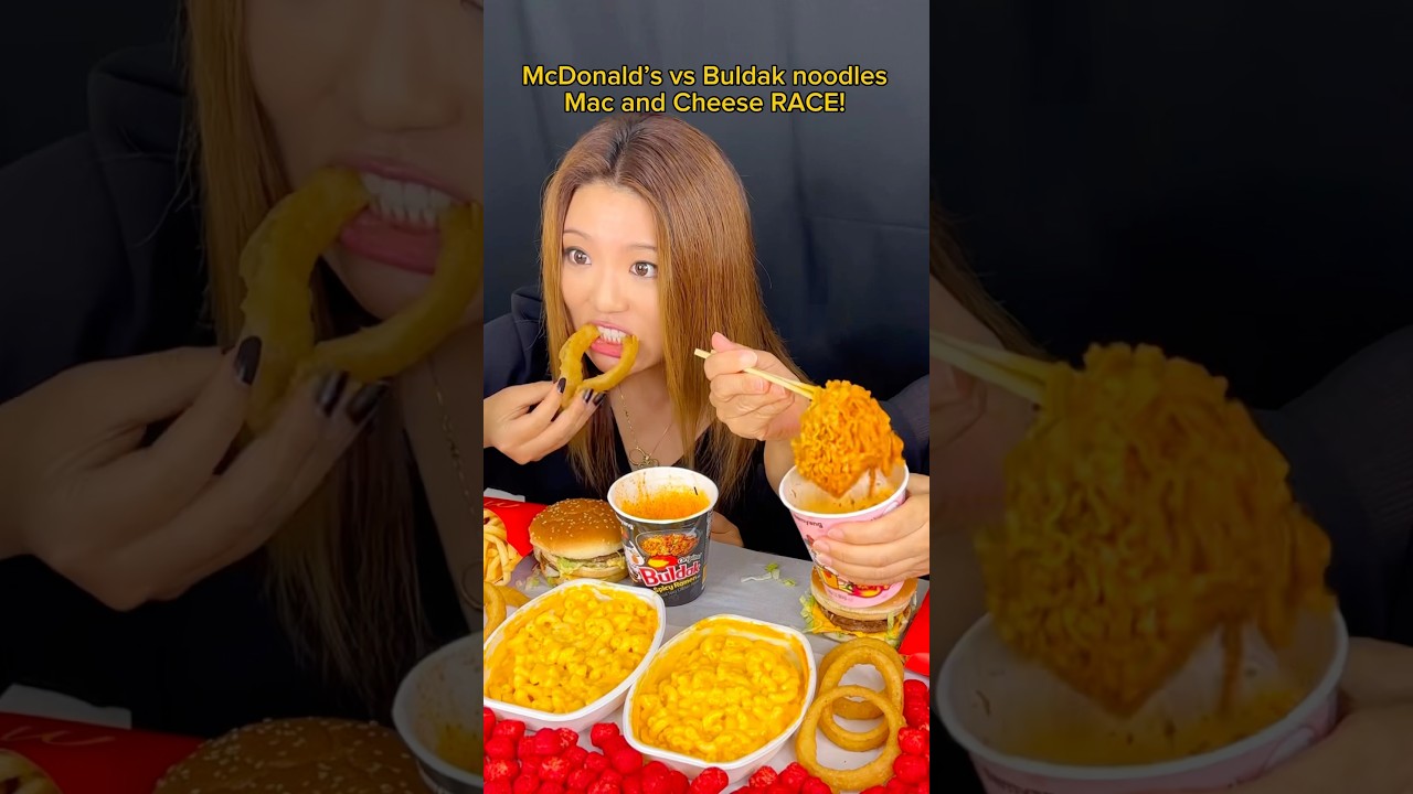 McDonald’s vs buldak noodles race! 