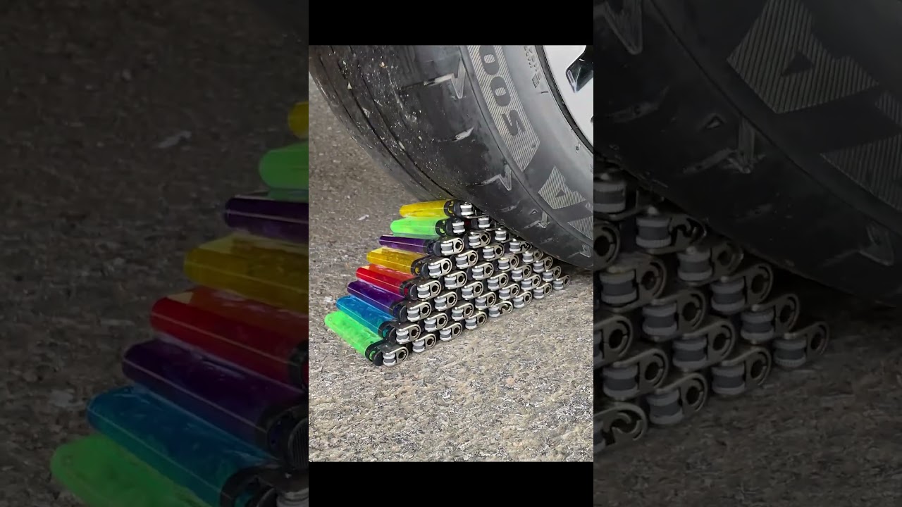 Crushing Crunchy & Soft Things by Car! EXPERIMENT Car vs lighters #shorts #asmr #asmrsound