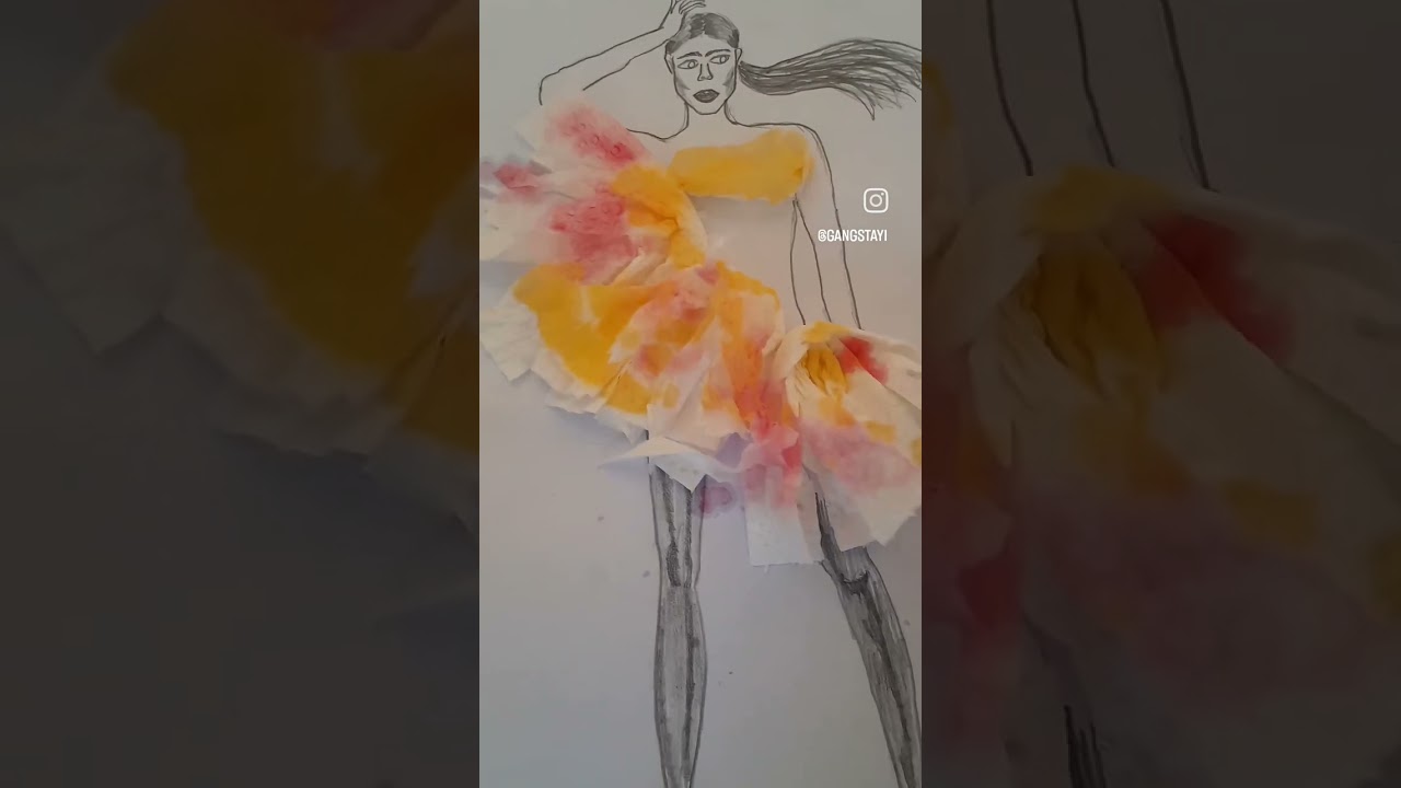اینم فیلم کاملش #art #نقاشی_روی_پارچه #طرحی_لباس #catwalk #لباس_مد #لباس_دخترانه #ایده #ساب