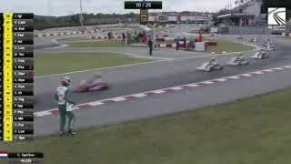Motorsport driver throws bumper at opposing racers and starts brawl