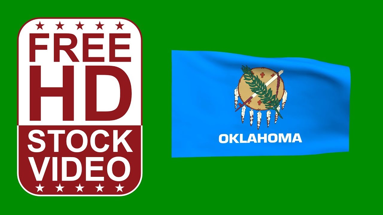 Free Stock Videos – USA Oklahoma State flag waving on green screen 3D animation