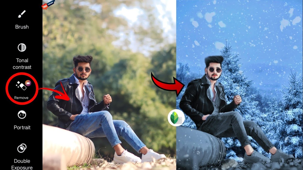 Snapseed Winter Photo editing// Background Change Face Retouching 🔥 Edit Tutorial Tricks 2024