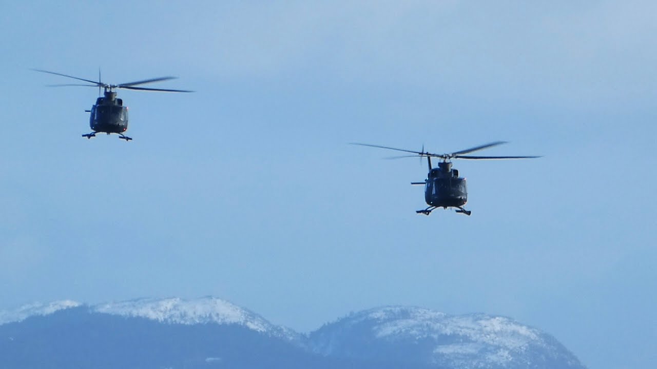 2 RNoAF Bell 412 lowpass at Stord airport, march 2018 - YouTube