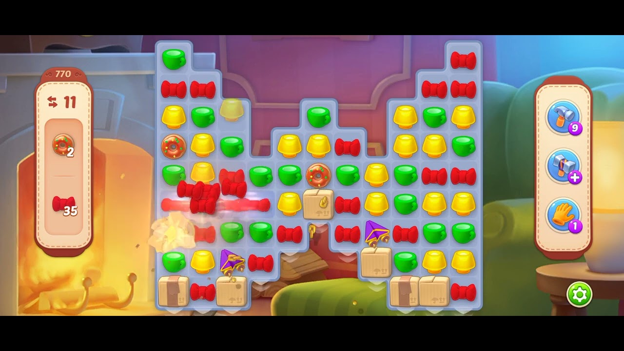 HomeScapes Level 770 Walkthrough Donut Red Tile Collectable 8