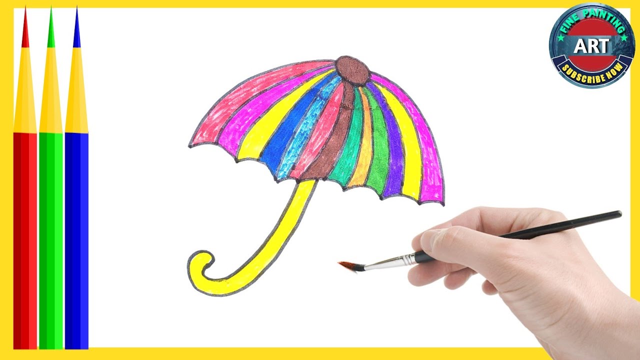 Drawing☂️ for kids step by step | How to draw umbrella ☂️ for beginners ...