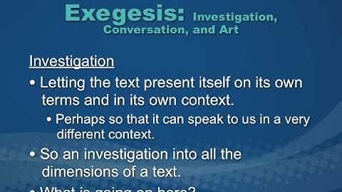Exegesis - a brief introduction